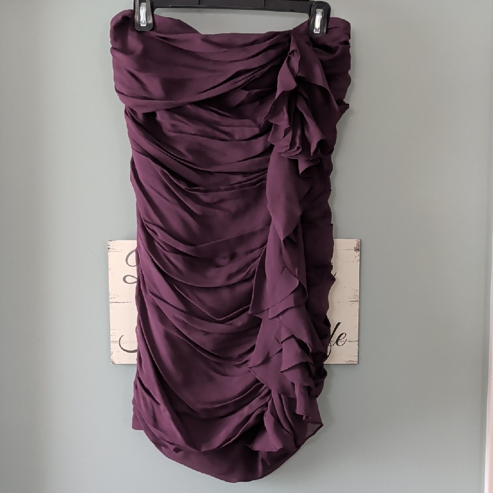Elizabeth and James Strapless Dress in Deep Purple